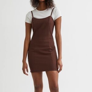 NWT H&M brown denim mini dress size XXS